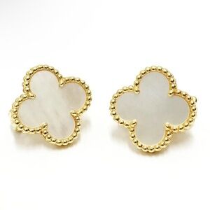 Van Cleef & Arpels Vintage Alhambra Pendant Earrings 18K Yellow Gold MOP VCA